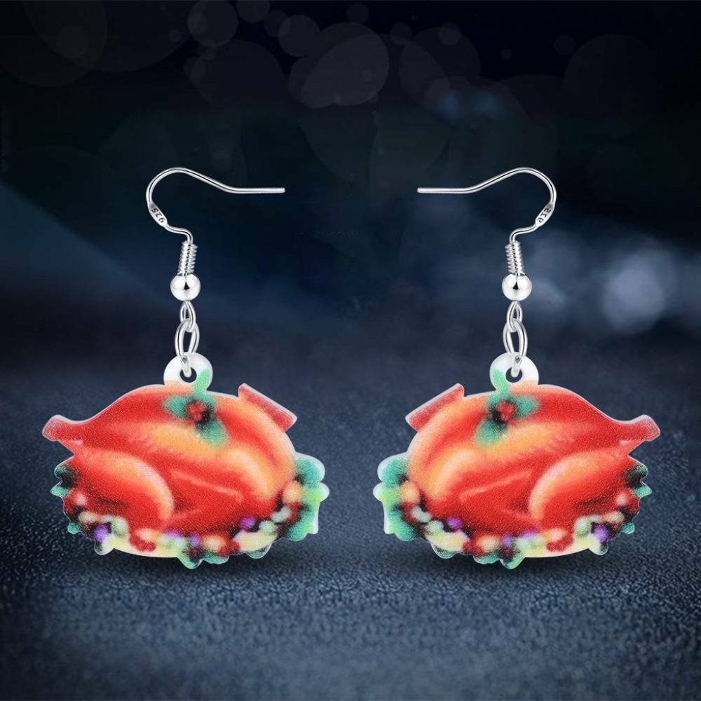 Thanksgiving Turkey Acrylic 925 Dangle Hooks
